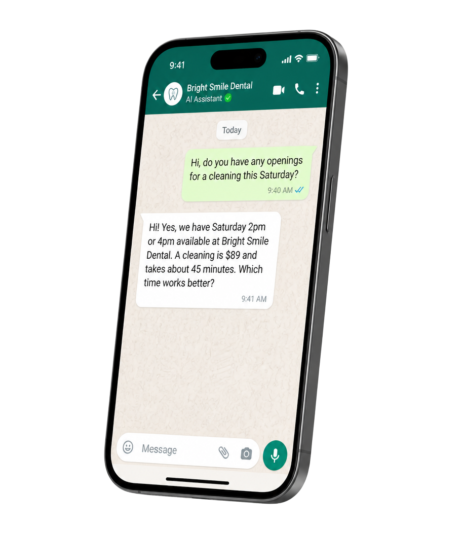AI assistant chatting with a customer on WhatsApp